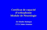 Certificat de capacité dorthophonie Module de Neurologie Dr Elodie Hainque CCA Saint-Antoine.