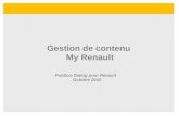 Gestion de contenu My Renault Publicis Dialog pour Renault Octobre 2010.