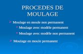PROCEDES DE MOULAGE Moulage en moule non permanent Moulage avec modèle permanent Moulage avec modèle non permanent Moulage en moule permanent