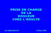 PRISE EN CHARGE DE LA DOULEUR CHEZ LADULTE Dr Joëlle DOUCET20 Mars 2007.