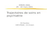 EMOIS 2001 29 - 30 mars 2001 Trajectoires de soins en psychiatrie EA Sauleau DIM EPSAN - CH Erstein.