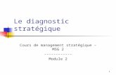 1 Le diagnostic stratégique Cours de management stratégique – MSG 2 ------------ Module 2.