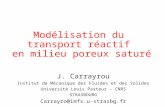 Modélisation du transport réactif en milieu poreux saturé J. Carrayrou Institut de Mécanique des Fluides et des Solides Université Louis Pasteur – CNRS.