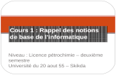 Niveau : Licence pétrochimie – deuxième semestre Université du 20 aout 55 – Skikda.