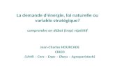 La demande dénergie, loi naturelle ou variable stratégique? comprendre un débat (trop) répétitif Jean-Charles HOURCADE CIRED (UMR – Cnrs – Enpc – Ehess.