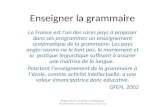Enseigner la grammaire La France est lun des rares pays à proposer dans ses programmes un enseignement systématique de la grammaire. Les pays anglo-saxons.