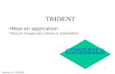 1 TRIDENT Version V2 12/2005 CONSEILS Mise en application Mise en images des notices d exploitation.