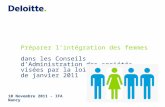 Préparer lintégration des femmes dans les Conseils dAdministration des sociétés visées par la loi Copé-Zimmerman de janvier 2011 10 Novembre 2011 - IFA.