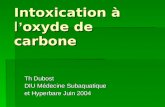 Intoxication à l oxyde de carbone Th Dubost DIU Médecine Subaquatique et Hyperbare Juin 2004.