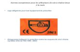 Normes européennes pour les utilisateurs de scie à chaîne tenue à la main Logo obligatoire pour tout équipement de protection Pictogramme indiquant la.