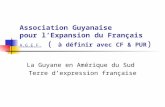 Association Guyanaise pour lExpansion du Français A.G.E.F. ( à définir avec CF & PUR ) La Guyane en Amérique du Sud Terre dexpression française.