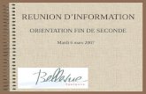 REUNION DINFORMATION ORIENTATION FIN DE SECONDE Mardi 6 mars 2007.