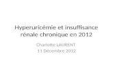 Hyperuricémie et insuffisance rénale chronique en 2012 Charlotte LAURENT 11 Décembre 2012.