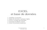 Paul-Marie Bernard Université Laval 1 EXCEL et base de données 1. Variables et données 2. Saisie de données: quelques règles 3. EXCEL et saisie des données.