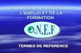 OBSERVATOIRE NATIONAL DE L'EMPLOI ET DE LA FORMATION TERMES DE REFERENCE.