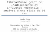 Fibroadénome géant de ladolescente et influence hormonale : analyse dune série de 90 cas Marie Roux 2/05/2013 Directrice de thèse : Pr. Plu- Bureau DES.