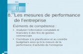 8. Les mesures de performance de lentreprise Éléments de compétence : Analyser linformation comptable et financière à des fins de gestion commerciale Contribuer.