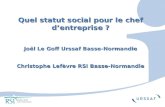1 Quel statut social pour le chef dentreprise ? Joël Le Goff Urssaf Basse-Normandie Christophe Lefèvre RSI Basse-Normandie