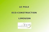 LE POLE ECO-CONSTRUCTIONLIMOUSIN. HISTORIQUE Initiative dESTER Technopole Agenda 21 de Limoges Métropole : Volonté politique forte Pôle dexcellence régionale.