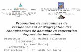 1 Proposition de mécanismes de versionnement et dagrégation des connaissances de domaine en conception de produits industriels Directeurs :Pr. Michel TollenaereG-SCOP/INPG.