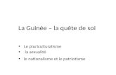 La Guinée – la quête de soi Le pluriculturalisme la sexualité le nationalisme et le patriotisme.