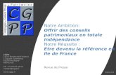 CGPP 21/25 Boulevard d'Auteuil, 1 Square Gutenberg 92100 Boulogne-Billancourt Tél : 01 46 03 20 54 contact@cgpp.fr  25/04/2014 Notre Ambition: