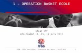 1 1 – OPERATION BASKET ECOLE FFBB - Pôle Territoires - Commission des Jeunes - Avril 2012 Stage CTF BELLEGARDE 12, 13, 14 JUIN 2012.