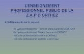 4 établissements sur le secteur: - le Lycée professionnel Pierre et Marie Curie de MOURENX - le Lycée professionnel Francis Jammes à ORTHEZ - le Lycée.