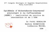 1 Epidémie dAcinetobacter baumannii résistant à la Ceftazidime (ABRC) : implication du service de réanimation et de lEOH Dr Fethi BENSALEM Nadine OVANESSIAN.