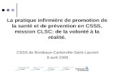 La pratique infirmière de promotion de la santé et de prévention en CSSS, mission CLSC: de la volonté à la réalité. CSSS de Bordeaux-Cartierville-Saint-Laurent.