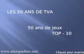 LES 50 ANS DE TVA 50 ans de jeux TOP - 10 Cliquez pour avancer.