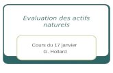 Evaluation des actifs naturels Cours du 17 janvier G. Hollard.