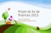 Projet de loi de finances 2013 Aymeric Parendel SCP SERPINET MINEO RICHY.