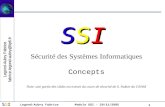 Legond-Aubry Fabrice SSISSISSISSI Module SSI - 20/11/2005 1 Sécurité des Systèmes Informatiques Concepts Note: une partie des slides est extrait du cours.