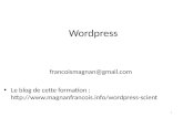 Wordpress francoismagnan@gmail.com Le blog de cette formation :  1.