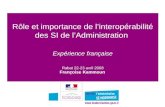 1 Rôle et importance de linteropérabilité des SI de lAdministration Expérience française Rabat 22-23 avril 2008 Françoise Kammoun.