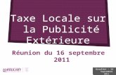 Taxe Locale sur la Publicité Extérieure Réunion du 16 septembre 2011 Graulhet – 16 Septembre 2011.