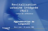 Revitalisation urbaine intégrée (RUI) Agglomération de Longueuil Mise à jour : 29 janvier 2009 Cadre de référence.