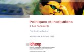 Prof. Andreas Ladner Master PMP automne 2010 Politiques et Institutions 6 Les Parlements.