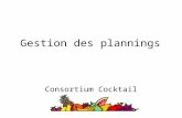Gestion des plannings Consortium Cocktail. Pré-requis Les pré-requis: –Lannuaire / le réferentiel: Les personnes Les groupes –Les salles –Les objets –La.