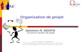 Organisation de projet Salomon N. NDIAYE Conseil en Gestion de projet Institut Supérieur du Management 22 BP 876 Abidjan 22 –Cocody Tél : 20 01 05 75.