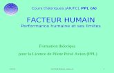 Cours théoriques JAR/FCL PPL (A) 30/04/2014FACTEUR HUMAIN - Edition 4.21 Formation théorique pour la Licence de Pilote Privé Avion (PPL) FACTEUR HUMAIN.