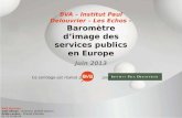 1 BVA – Institut Paul Delouvrier – Les Echos – Baromètre dimage des services publics en Europe Juin 2013 Ce sondage est réalisé par pour BVA Opinion Gaël.