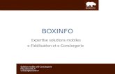 Solution mobile dE-Conciergerie  contact@boxinfo.fr BOXINFO Expertise solutions mobiles e-Fidélisation et e-Conciergerie.