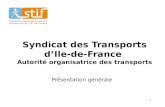 1 Syndicat des Transports dIle-de-France Autorité organisatrice des transports Présentation générale.