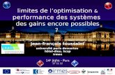 Limites de loptimisation & performance des systèmes jean-françois toussaint université paris descartes hôtel-dieu, hcsp irmes 14 è jiqhs - P aris 27 11.