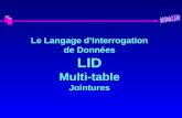 Le Langage dInterrogation de Données LID Multi-table Jointures.