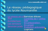 Le réseau pédagogique du lycée Roumanille Le réseau en chiffre Le réseau en chiffre Architecture Les serveurs Les serveurs Services profs Services profs.