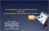 La régulation de laudiovisuel sur Internet: un processus de gestion des risques Pierre Trudel Chaire L.R. Wilson sur le droit des technologies de linformation.