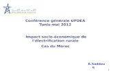 1 Conférence générale UPDEA Tunis-mai 2012 A.Saddouq Impact socio-économique de lélectrification rurale Cas du Maroc.